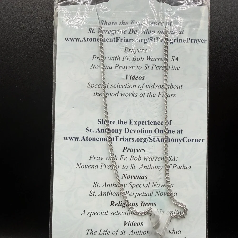 St Peregrine St Anthony Rosary Necklace Blue Beads Crucifix Catholic Prayer Gift